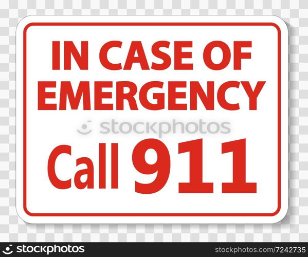 Call 911 Sign on transparent background,vector illustration