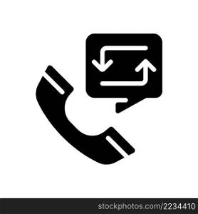 Call back option black glyph icon. Interactive voice system. Automatic calling. Call center. Help desk. Silhouette symbol on white space. Solid pictogram. Vector isolated illustration. Call back option black glyph icon