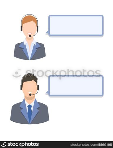 Call center agents with blank text message isolated vector illustration