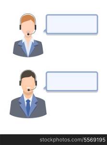 Call center agents with blank text message isolated vector illustration