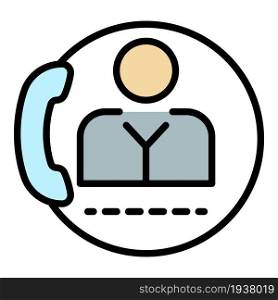 Call center customer icon. Outline call center customer vector icon color flat isolated. Call center customer icon color outline vector