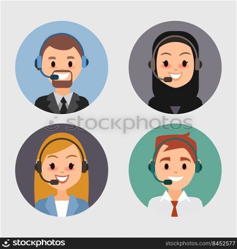 call center customer support service avatar set