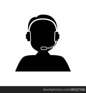 Call center icon. Operator of support. Agent of customer service. Headset with phone for hotline, contact center and business. Symbol of communication, assistant and callcenter. Vector.