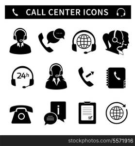 Call center service icons set of customer care phone assistance and headset isolated vector illustration