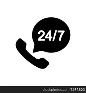 Call center support 24 7 vector icon in black on isolated white background. EPS 10 vector. Call center support 24 7 vector icon in black on isolated white background. EPS 10 vector.