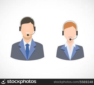 Call center support personnel staff icons isolated vector illustration