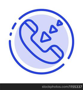 Call, Communication, Incoming, Phone Blue Dotted Line Line Icon
