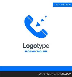 Call, Communication, Incoming, Phone Blue Solid Logo Template. Place for Tagline