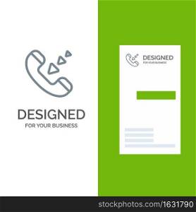 Call, Communication, Incoming, Phone Grey Logo Design and Business Card Template