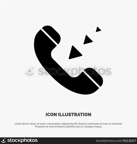 Call, Communication, Incoming, Phone solid Glyph Icon vector