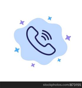 Call, Communication, Phone Blue Icon on Abstract Cloud Background