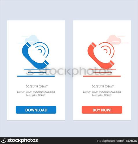 Call, Communication, Phone, Services Blue and Red Download and Buy Now web Widget Card Template