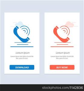 Call, Communication, Phone, Services Blue and Red Download and Buy Now web Widget Card Template