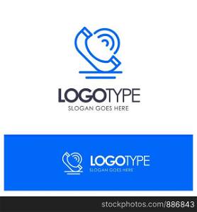 Call, Communication, Phone, Services Blue Outline Logo Place for Tagline