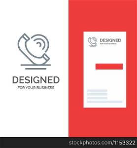 Call, Communication, Phone, Services Grey Logo Design and Business Card Template