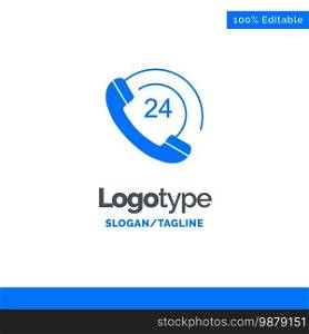 Call, Communication, Phone, Support Blue Solid Logo Template. Place for Tagline