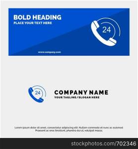 Call, Communication, Phone, Support SOlid Icon Website Banner and Business Logo Template