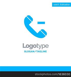 Call, Contact, Delete Blue Solid Logo Template. Place for Tagline