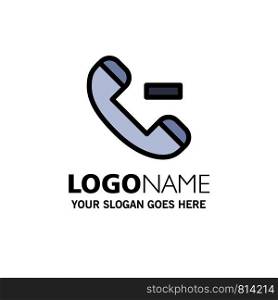 Call, Contact, Delete Business Logo Template. Flat Color