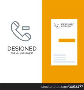 Call, Contact, Delete Grey Logo Design and Business Card Template