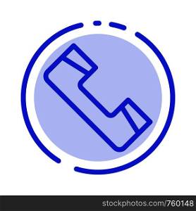 Call, Contact, Phone, Telephone Blue Dotted Line Line Icon