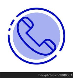 Call, Contact, Phone, Telephone Blue Dotted Line Line Icon
