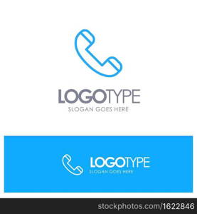 Call, Contact, Phone, Telephone Blue outLine Logo with place for tagline