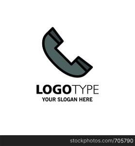 Call, Contact, Phone, Telephone Business Logo Template. Flat Color
