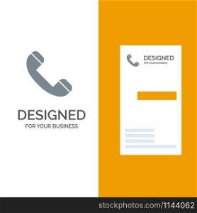Call, Contact, Phone, Telephone Grey Logo Design and Business Card Template