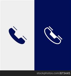 Call, Contact, Phone, Telephone, Ring Line and Glyph Solid icon Blue banner Line and Glyph Solid icon Blue banner