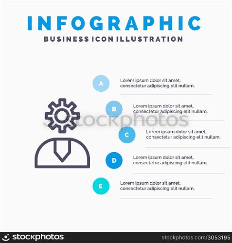 Call, Customer, Help, Service, Support Line icon with 5 steps presentation infographics Background