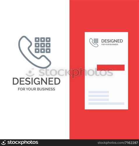 Call, Dial, Phone, Keys Grey Logo Design and Business Card Template