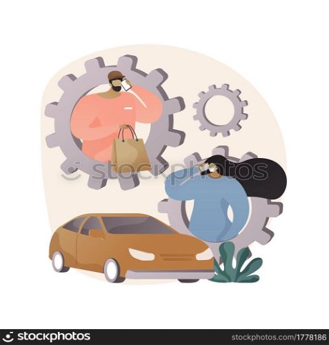 Call for load products abstract concept vector illustration. Store number, curbside pickup sign, order ID, parking place, get supplies amid quarantine, social distancing abstract metaphor.. Call for load products abstract concept vector illustration.