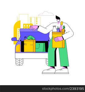 Call for load products abstract concept vector illustration. Store number, curbside pickup sign, order ID, parking place, get supplies amid quarantine, social distancing abstract metaphor.. Call for load products abstract concept vector illustration.