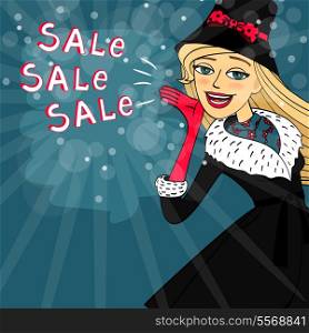 Call for winter sales, template card vector illustration