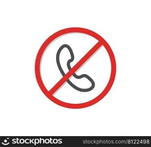 Call forbidden vector sign. No call sign. No handset icon. No phone calls. Symbol with flat style.