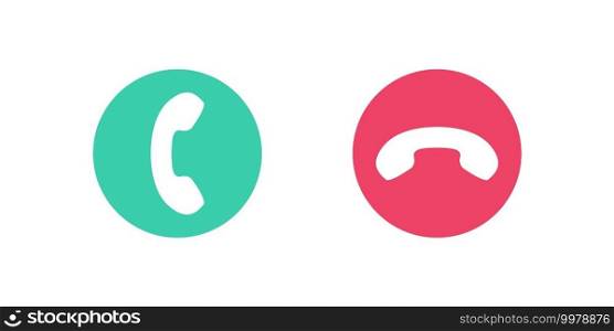 Call icons. Phone icon. Answer call button. Reset call button. Vector illustration