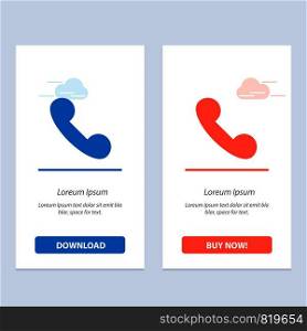 Call, Incoming, Telephone Blue and Red Download and Buy Now web Widget Card Template