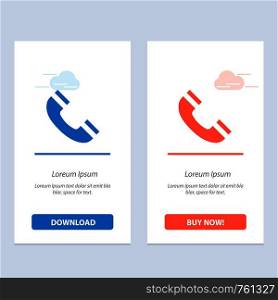 Call, Interface, Phone, Ui Blue and Red Download and Buy Now web Widget Card Template