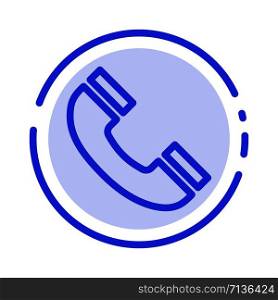 Call, Interface, Phone, Ui Blue Dotted Line Line Icon