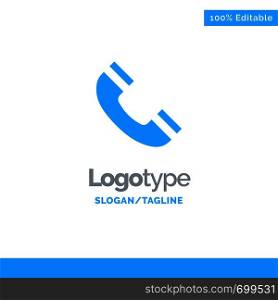 Call, Interface, Phone, Ui Blue Solid Logo Template. Place for Tagline