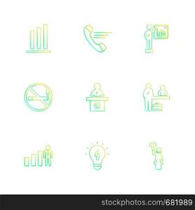 call , no smoking, desk , bulb, chart , graph , percentage , navigation , share , money , id card , naviagation , breifcase , icon, vector, design, flat, collection, style, creative, icons