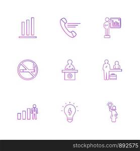 call , no smoking, desk , bulb, chart , graph , percentage , navigation , share , money , id card , naviagation , breifcase , icon, vector, design, flat, collection, style, creative, icons