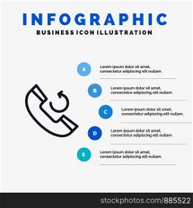 Call, Phone, Callback Line icon with 5 steps presentation infographics Background
