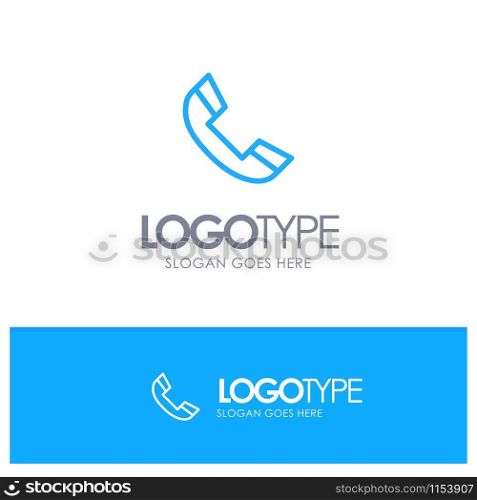 Call, Phone, Ring, Telephone Blue outLine Logo with place for tagline
