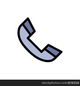 Call, Phone, Ring, Telephone Flat Color Icon. Vector icon banner Template