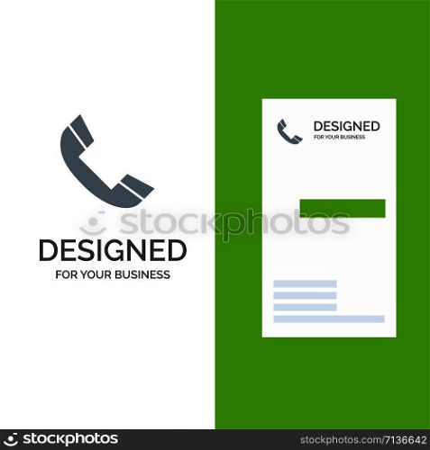 Call, Phone, Ring, Telephone Grey Logo Design and Business Card Template