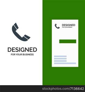 Call, Phone, Ring, Telephone Grey Logo Design and Business Card Template