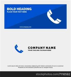 Call, Phone, Ring, Telephone SOlid Icon Website Banner and Business Logo Template