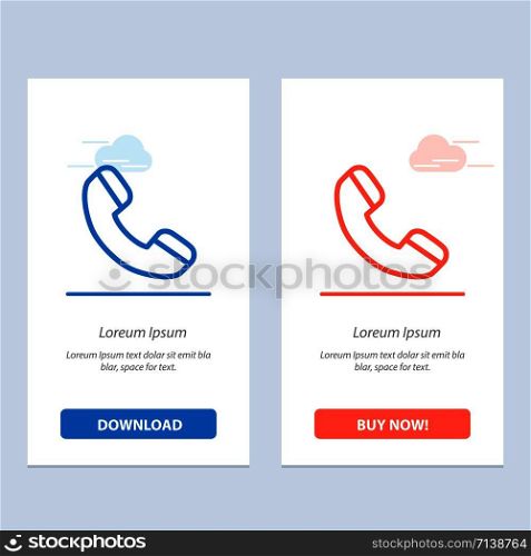 Call, Phone, Telephone Blue and Red Download and Buy Now web Widget Card Template